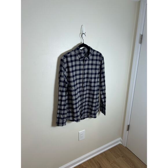 Uniqlo Men's Flannel Checked Long Sleeve Shirt Size Small Blue Plaid - Picture 7 of 8